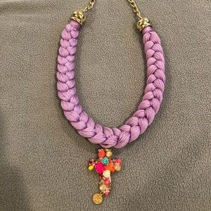Handmade Cross PURPLE Necklace. Super stylish.